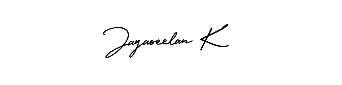 Also You can easily find your signature by using the search form. We will create Jayaseelan K name handwritten signature images for you free of cost using AmerikaSignatureDemo-Regular sign style. Jayaseelan K signature style 3 images and pictures png