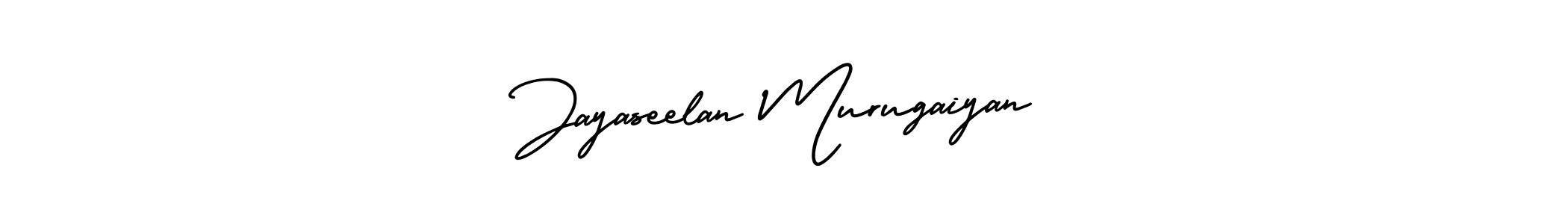 You should practise on your own different ways (AmerikaSignatureDemo-Regular) to write your name (Jayaseelan Murugaiyan) in signature. don't let someone else do it for you. Jayaseelan Murugaiyan signature style 3 images and pictures png