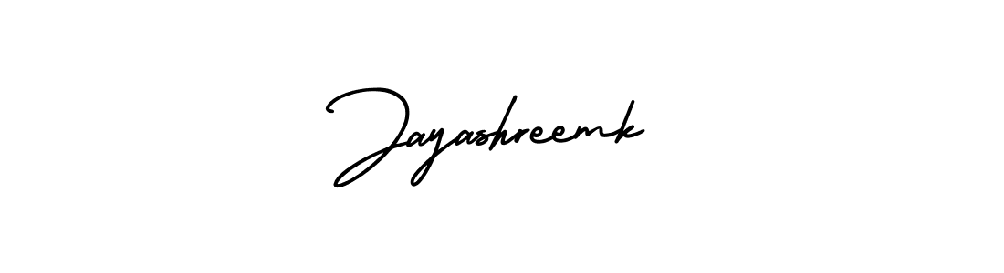 How to make Jayashreemk name signature. Use AmerikaSignatureDemo-Regular style for creating short signs online. This is the latest handwritten sign. Jayashreemk signature style 3 images and pictures png
