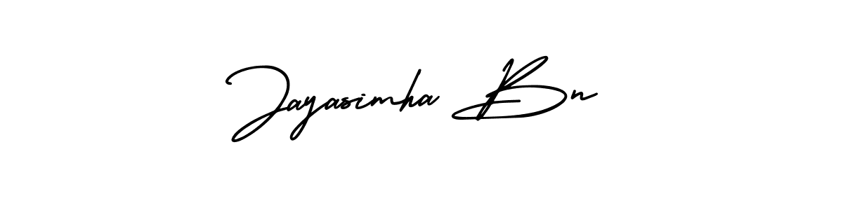 You should practise on your own different ways (AmerikaSignatureDemo-Regular) to write your name (Jayasimha Bn) in signature. don't let someone else do it for you. Jayasimha Bn signature style 3 images and pictures png