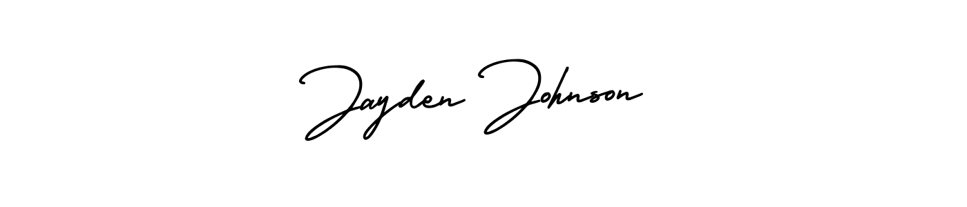 You should practise on your own different ways (AmerikaSignatureDemo-Regular) to write your name (Jayden Johnson) in signature. don't let someone else do it for you. Jayden Johnson signature style 3 images and pictures png