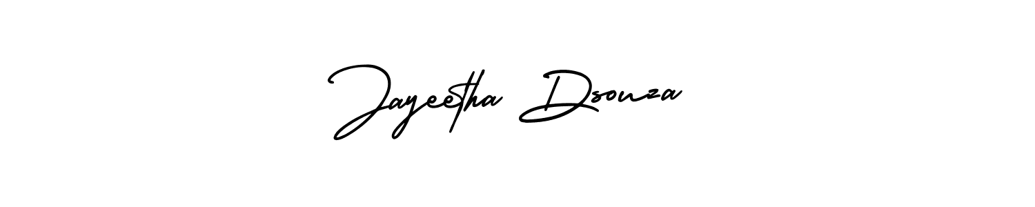 The best way (AmerikaSignatureDemo-Regular) to make a short signature is to pick only two or three words in your name. The name Jayeetha Dsouza include a total of six letters. For converting this name. Jayeetha Dsouza signature style 3 images and pictures png