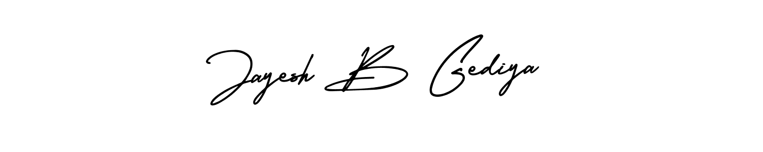 This is the best signature style for the Jayesh B Gediya name. Also you like these signature font (AmerikaSignatureDemo-Regular). Mix name signature. Jayesh B Gediya signature style 3 images and pictures png