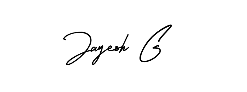 You should practise on your own different ways (AmerikaSignatureDemo-Regular) to write your name (Jayesh G) in signature. don't let someone else do it for you. Jayesh G signature style 3 images and pictures png