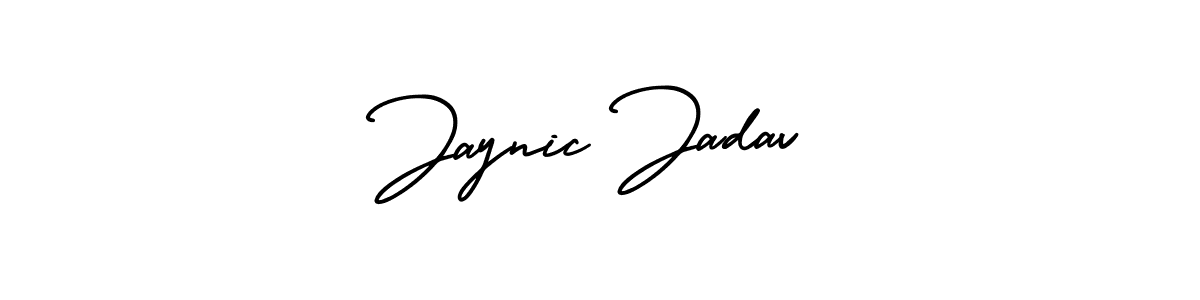 The best way (AmerikaSignatureDemo-Regular) to make a short signature is to pick only two or three words in your name. The name Jaynic Jadav include a total of six letters. For converting this name. Jaynic Jadav signature style 3 images and pictures png