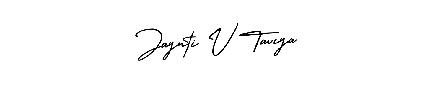 This is the best signature style for the Jaynti V Taviya name. Also you like these signature font (AmerikaSignatureDemo-Regular). Mix name signature. Jaynti V Taviya signature style 3 images and pictures png