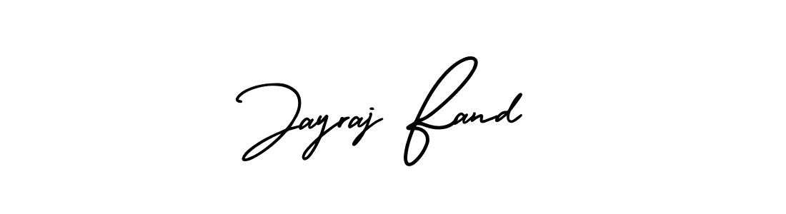 You should practise on your own different ways (AmerikaSignatureDemo-Regular) to write your name (Jayraj Fand) in signature. don't let someone else do it for you. Jayraj Fand signature style 3 images and pictures png