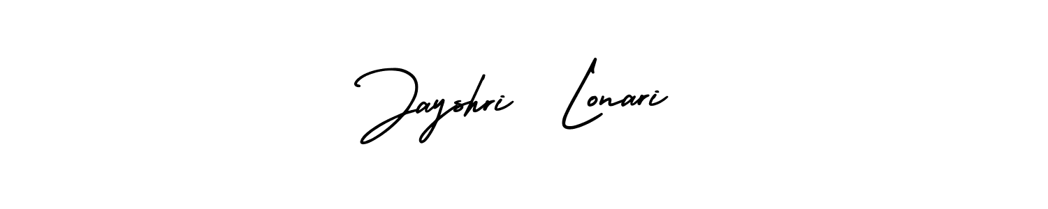 You should practise on your own different ways (AmerikaSignatureDemo-Regular) to write your name (Jayshri  Lonari) in signature. don't let someone else do it for you. Jayshri  Lonari signature style 3 images and pictures png