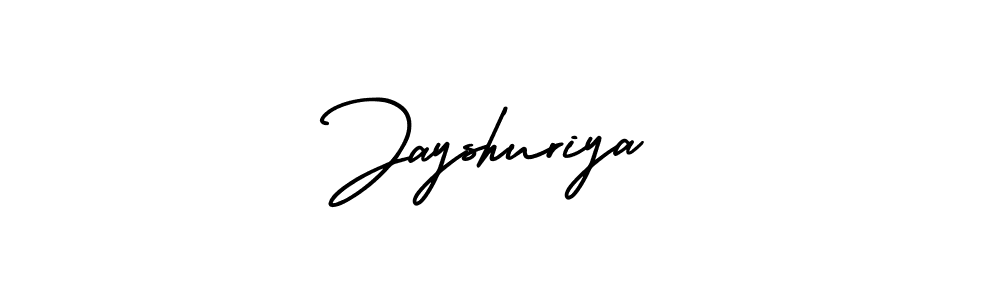 You should practise on your own different ways (AmerikaSignatureDemo-Regular) to write your name (Jayshuriya) in signature. don't let someone else do it for you. Jayshuriya signature style 3 images and pictures png