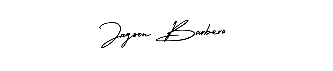The best way (AmerikaSignatureDemo-Regular) to make a short signature is to pick only two or three words in your name. The name Jayson Barbero include a total of six letters. For converting this name. Jayson Barbero signature style 3 images and pictures png