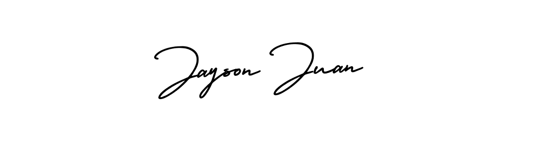 You should practise on your own different ways (AmerikaSignatureDemo-Regular) to write your name (Jayson Juan) in signature. don't let someone else do it for you. Jayson Juan signature style 3 images and pictures png