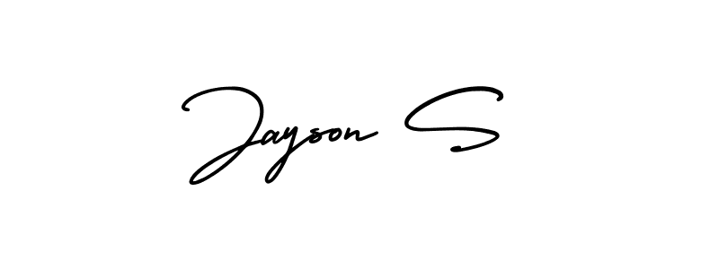 How to make Jayson S name signature. Use AmerikaSignatureDemo-Regular style for creating short signs online. This is the latest handwritten sign. Jayson S signature style 3 images and pictures png