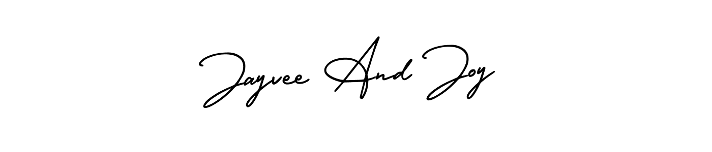 You should practise on your own different ways (AmerikaSignatureDemo-Regular) to write your name (Jayvee And Joy) in signature. don't let someone else do it for you. Jayvee And Joy signature style 3 images and pictures png