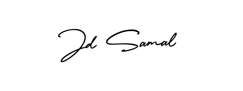 You should practise on your own different ways (AmerikaSignatureDemo-Regular) to write your name (Jd Samal) in signature. don't let someone else do it for you. Jd Samal signature style 3 images and pictures png