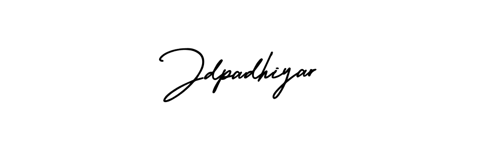 The best way (AmerikaSignatureDemo-Regular) to make a short signature is to pick only two or three words in your name. The name Jdpadhiyar include a total of six letters. For converting this name. Jdpadhiyar signature style 3 images and pictures png