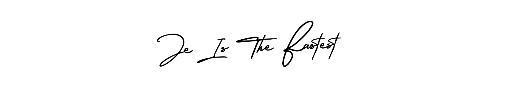 You should practise on your own different ways (AmerikaSignatureDemo-Regular) to write your name (Je Is The Fastest) in signature. don't let someone else do it for you. Je Is The Fastest signature style 3 images and pictures png