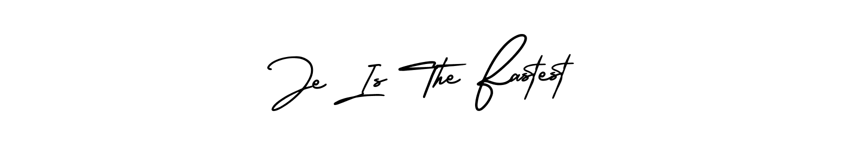 You should practise on your own different ways (AmerikaSignatureDemo-Regular) to write your name (Je Is The Fastest) in signature. don't let someone else do it for you. Je Is The Fastest signature style 3 images and pictures png