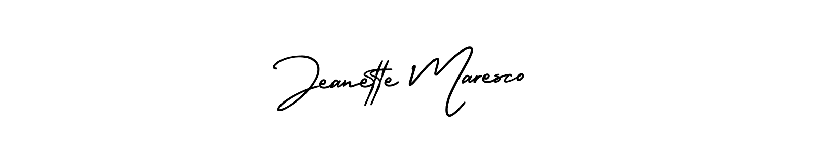 The best way (AmerikaSignatureDemo-Regular) to make a short signature is to pick only two or three words in your name. The name Jeanette Maresco include a total of six letters. For converting this name. Jeanette Maresco signature style 3 images and pictures png