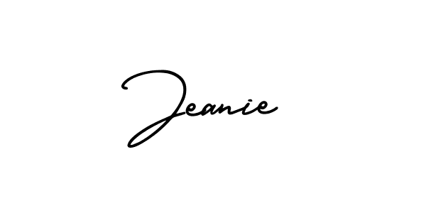 The best way (AmerikaSignatureDemo-Regular) to make a short signature is to pick only two or three words in your name. The name Jeanie include a total of six letters. For converting this name. Jeanie signature style 3 images and pictures png