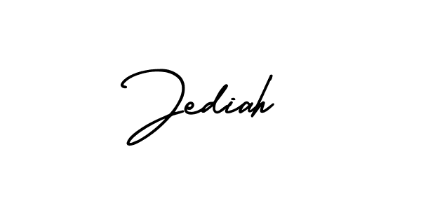 You should practise on your own different ways (AmerikaSignatureDemo-Regular) to write your name (Jediah) in signature. don't let someone else do it for you. Jediah signature style 3 images and pictures png