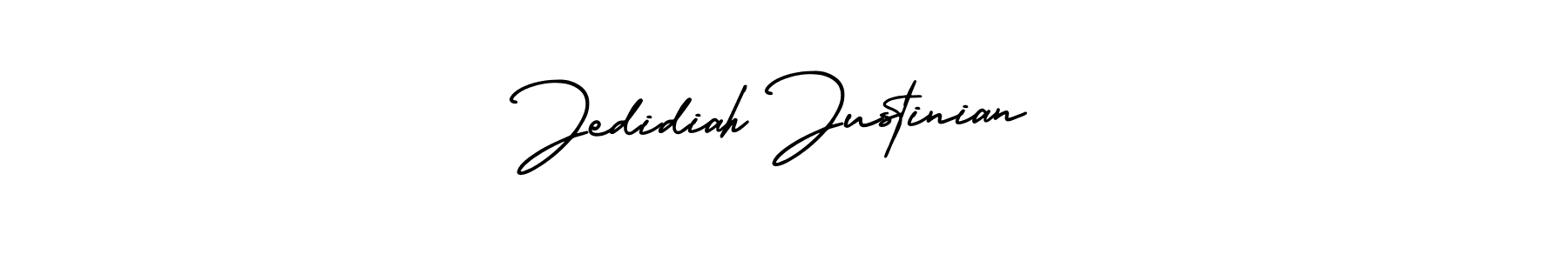 Make a beautiful signature design for name Jedidiah Justinian. With this signature (AmerikaSignatureDemo-Regular) style, you can create a handwritten signature for free. Jedidiah Justinian signature style 3 images and pictures png