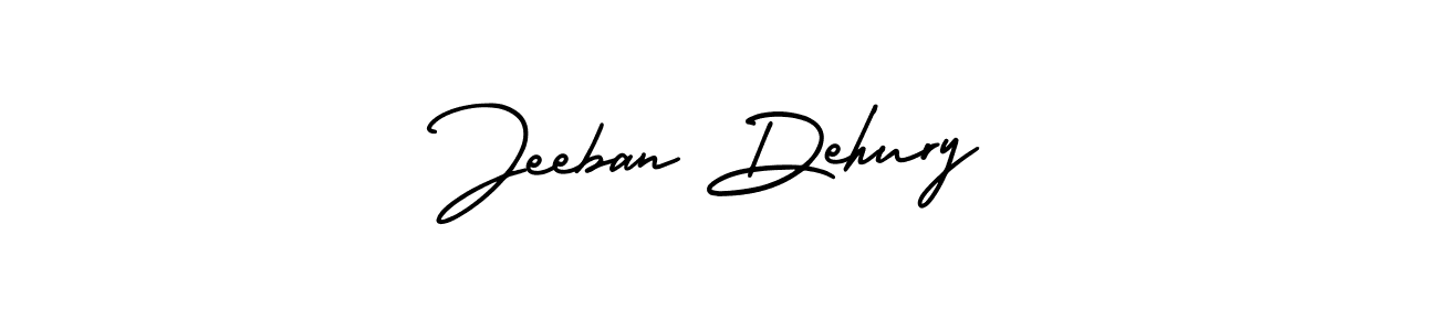 The best way (AmerikaSignatureDemo-Regular) to make a short signature is to pick only two or three words in your name. The name Jeeban Dehury include a total of six letters. For converting this name. Jeeban Dehury signature style 3 images and pictures png
