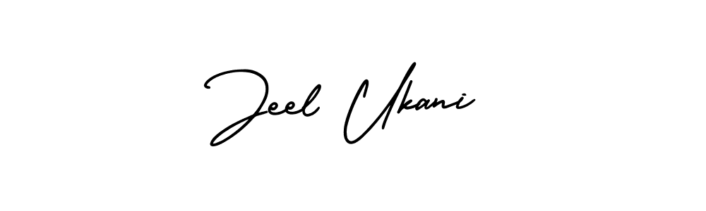 Similarly AmerikaSignatureDemo-Regular is the best handwritten signature design. Signature creator online .You can use it as an online autograph creator for name Jeel Ukani. Jeel Ukani signature style 3 images and pictures png