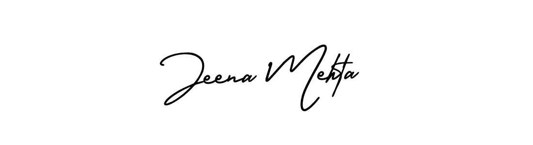 The best way (AmerikaSignatureDemo-Regular) to make a short signature is to pick only two or three words in your name. The name Jeena Mehta include a total of six letters. For converting this name. Jeena Mehta signature style 3 images and pictures png