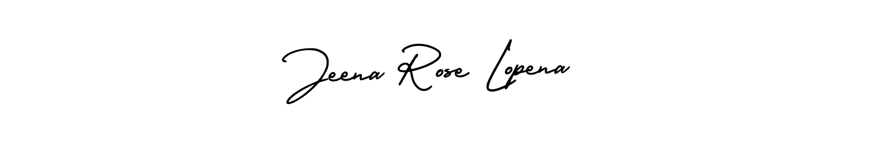 You should practise on your own different ways (AmerikaSignatureDemo-Regular) to write your name (Jeena Rose Lopena) in signature. don't let someone else do it for you. Jeena Rose Lopena signature style 3 images and pictures png