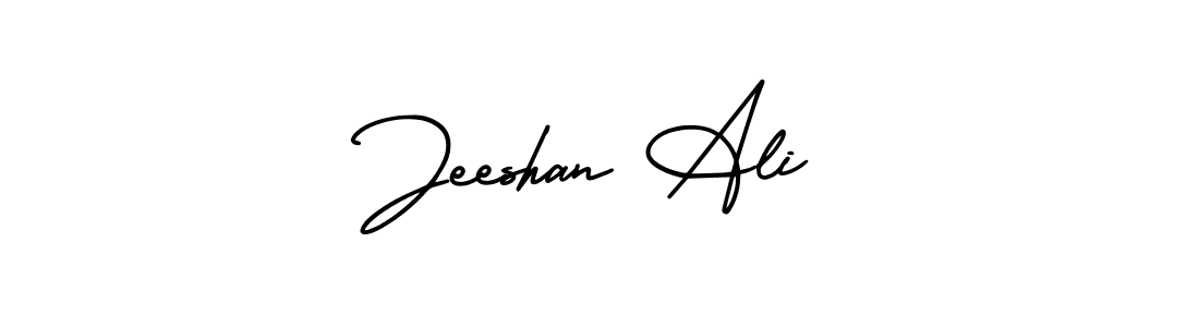 You should practise on your own different ways (AmerikaSignatureDemo-Regular) to write your name (Jeeshan Ali) in signature. don't let someone else do it for you. Jeeshan Ali signature style 3 images and pictures png