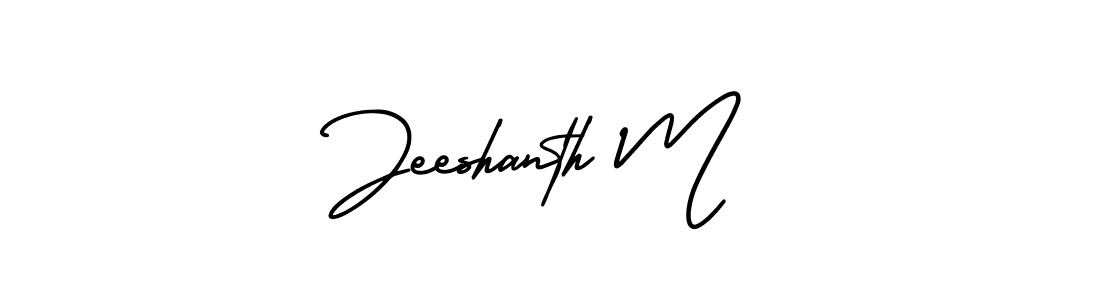 This is the best signature style for the Jeeshanth M name. Also you like these signature font (AmerikaSignatureDemo-Regular). Mix name signature. Jeeshanth M signature style 3 images and pictures png