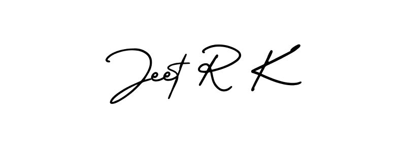 You should practise on your own different ways (AmerikaSignatureDemo-Regular) to write your name (Jeet R K) in signature. don't let someone else do it for you. Jeet R K signature style 3 images and pictures png
