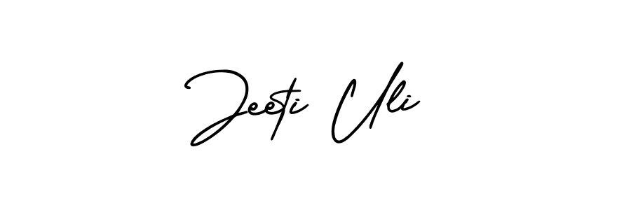 You should practise on your own different ways (AmerikaSignatureDemo-Regular) to write your name (Jeeti Uli) in signature. don't let someone else do it for you. Jeeti Uli signature style 3 images and pictures png