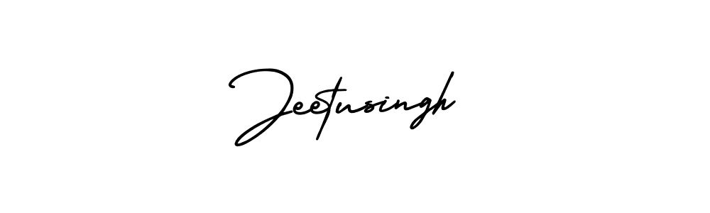 How to make Jeetusingh name signature. Use AmerikaSignatureDemo-Regular style for creating short signs online. This is the latest handwritten sign. Jeetusingh signature style 3 images and pictures png