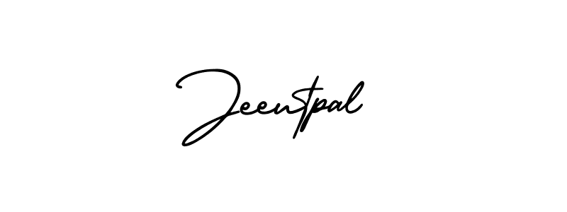 You should practise on your own different ways (AmerikaSignatureDemo-Regular) to write your name (Jeeutpal) in signature. don't let someone else do it for you. Jeeutpal signature style 3 images and pictures png