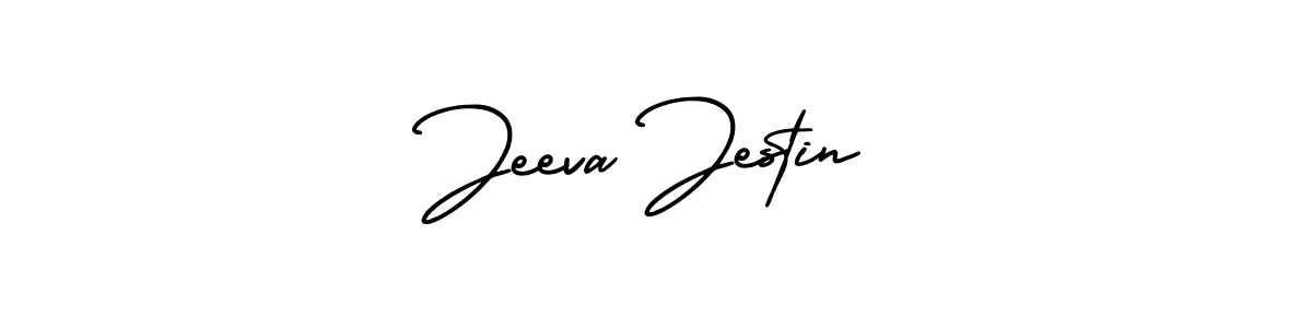 Create a beautiful signature design for name Jeeva Jestin. With this signature (AmerikaSignatureDemo-Regular) fonts, you can make a handwritten signature for free. Jeeva Jestin signature style 3 images and pictures png