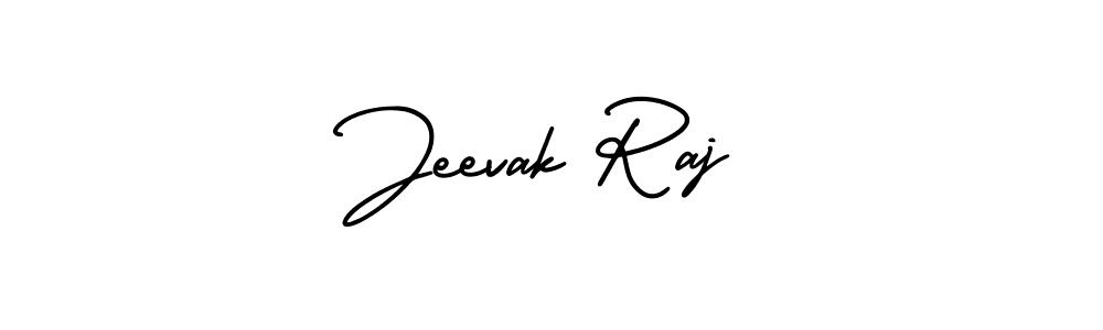 You should practise on your own different ways (AmerikaSignatureDemo-Regular) to write your name (Jeevak Raj) in signature. don't let someone else do it for you. Jeevak Raj signature style 3 images and pictures png