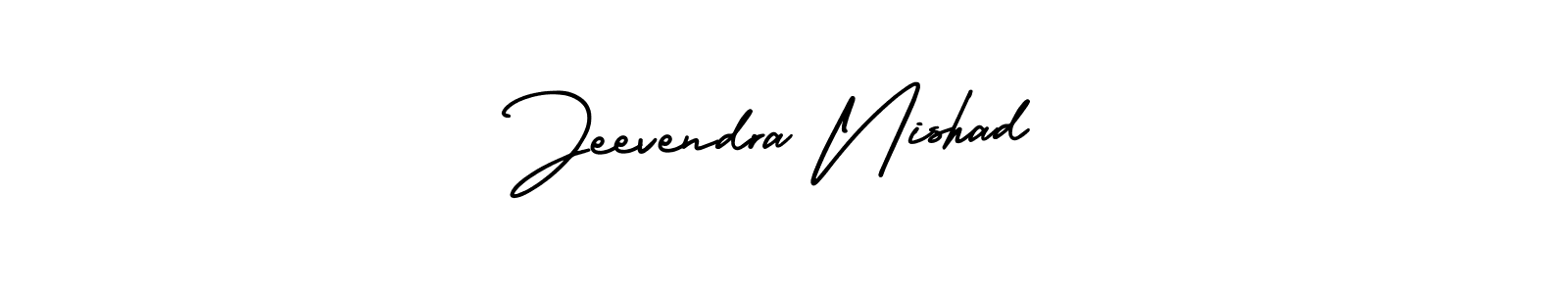 You should practise on your own different ways (AmerikaSignatureDemo-Regular) to write your name (Jeevendra Nishad) in signature. don't let someone else do it for you. Jeevendra Nishad signature style 3 images and pictures png