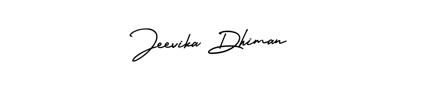 This is the best signature style for the Jeevika Dhiman name. Also you like these signature font (AmerikaSignatureDemo-Regular). Mix name signature. Jeevika Dhiman signature style 3 images and pictures png