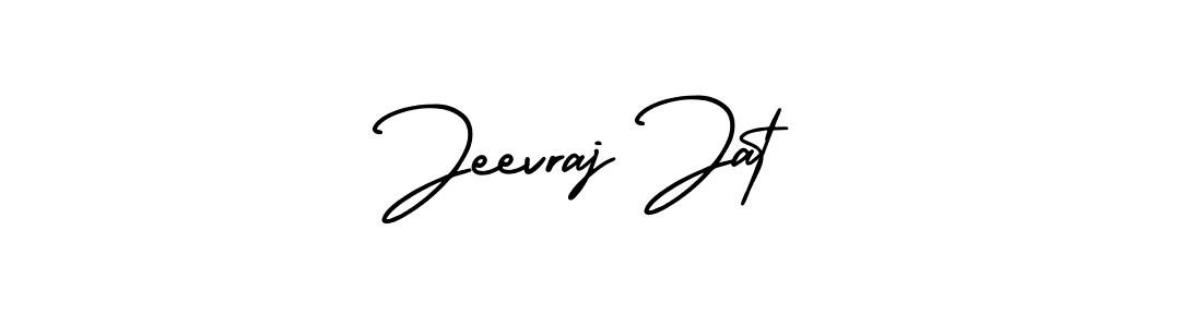 You should practise on your own different ways (AmerikaSignatureDemo-Regular) to write your name (Jeevraj Jat) in signature. don't let someone else do it for you. Jeevraj Jat signature style 3 images and pictures png