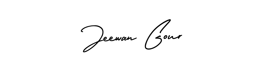 The best way (AmerikaSignatureDemo-Regular) to make a short signature is to pick only two or three words in your name. The name Jeewan Gour include a total of six letters. For converting this name. Jeewan Gour signature style 3 images and pictures png