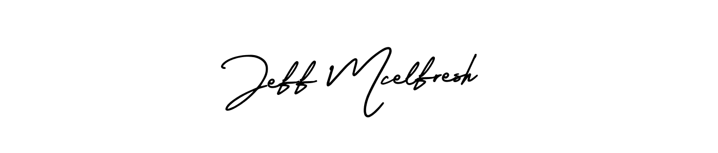 This is the best signature style for the Jeff Mcelfresh name. Also you like these signature font (AmerikaSignatureDemo-Regular). Mix name signature. Jeff Mcelfresh signature style 3 images and pictures png