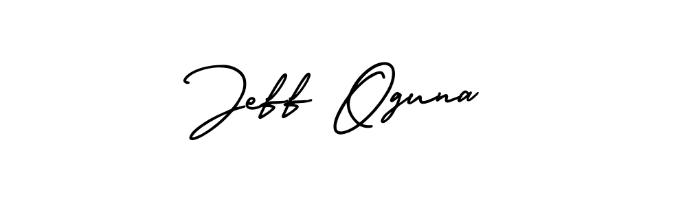 How to make Jeff Oguna name signature. Use AmerikaSignatureDemo-Regular style for creating short signs online. This is the latest handwritten sign. Jeff Oguna signature style 3 images and pictures png