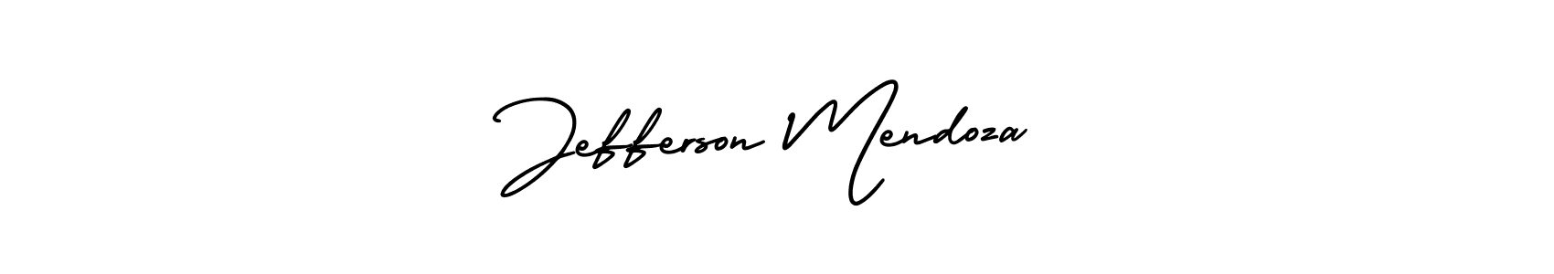 How to make Jefferson Mendoza name signature. Use AmerikaSignatureDemo-Regular style for creating short signs online. This is the latest handwritten sign. Jefferson Mendoza signature style 3 images and pictures png