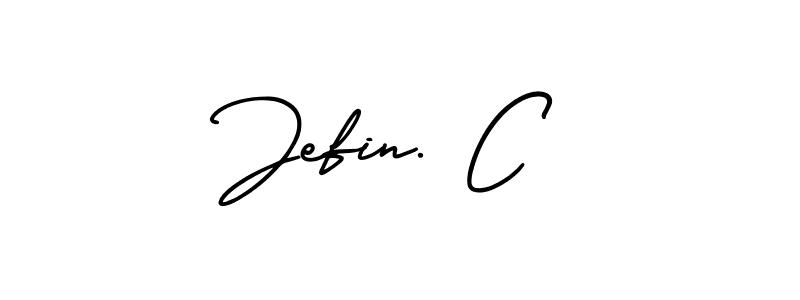 This is the best signature style for the Jefin. C name. Also you like these signature font (AmerikaSignatureDemo-Regular). Mix name signature. Jefin. C signature style 3 images and pictures png