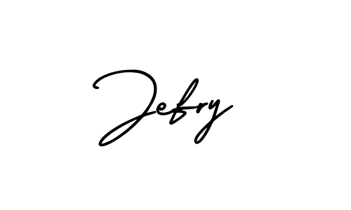 The best way (AmerikaSignatureDemo-Regular) to make a short signature is to pick only two or three words in your name. The name Jefry include a total of six letters. For converting this name. Jefry signature style 3 images and pictures png