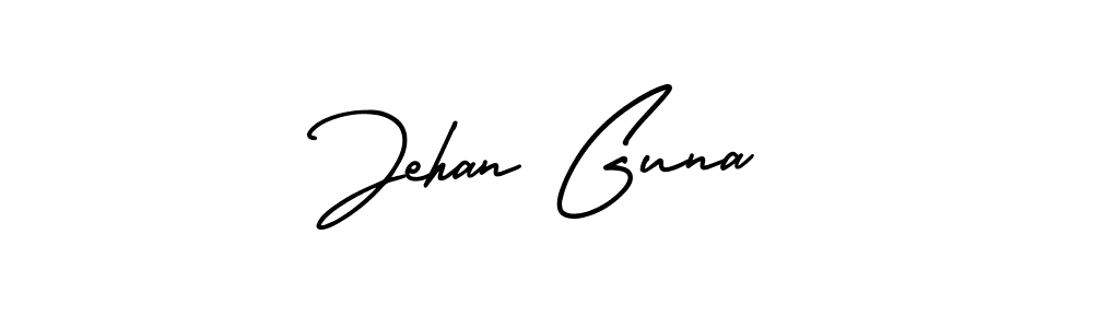 The best way (AmerikaSignatureDemo-Regular) to make a short signature is to pick only two or three words in your name. The name Jehan Guna include a total of six letters. For converting this name. Jehan Guna signature style 3 images and pictures png