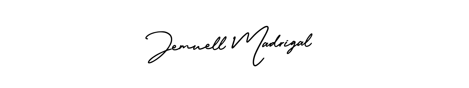 This is the best signature style for the Jemuell Madrigal name. Also you like these signature font (AmerikaSignatureDemo-Regular). Mix name signature. Jemuell Madrigal signature style 3 images and pictures png