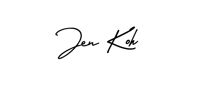 Also You can easily find your signature by using the search form. We will create Jen Koh name handwritten signature images for you free of cost using AmerikaSignatureDemo-Regular sign style. Jen Koh signature style 3 images and pictures png