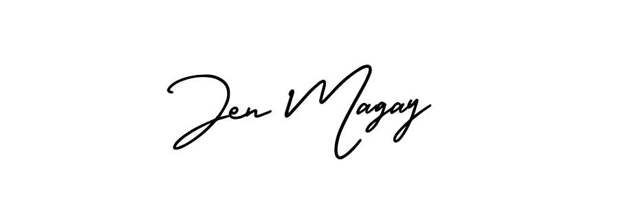 How to Draw Jen Magay signature style? AmerikaSignatureDemo-Regular is a latest design signature styles for name Jen Magay. Jen Magay signature style 3 images and pictures png